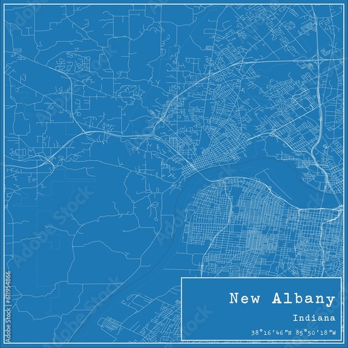 Blueprint US city map of New Albany, Indiana.