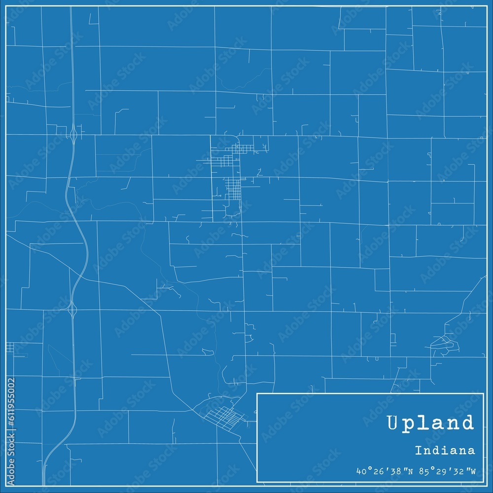 Blueprint US city map of Upland, Indiana. Blueprint US city map of Upland, Indiana.