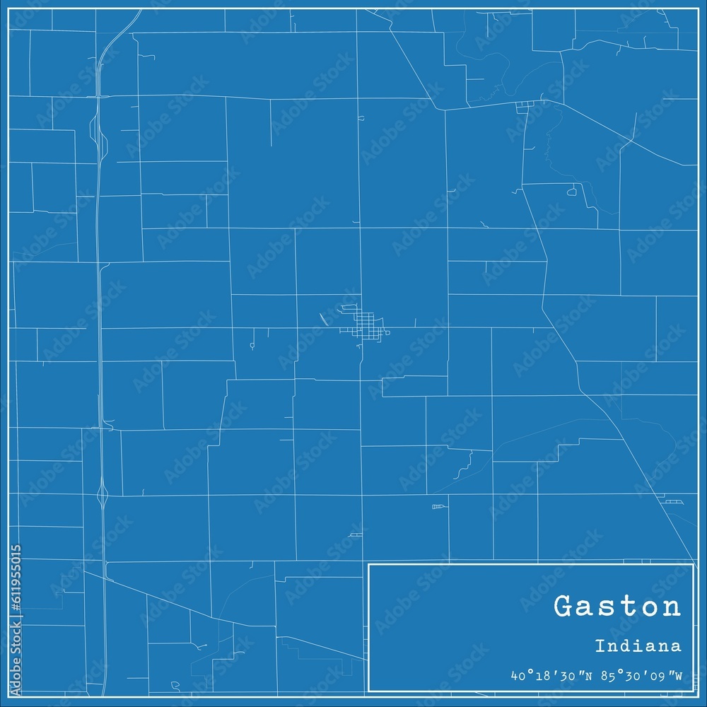 Blueprint US city map of Gaston, Indiana. Blueprint US city map of Gaston, Indiana.