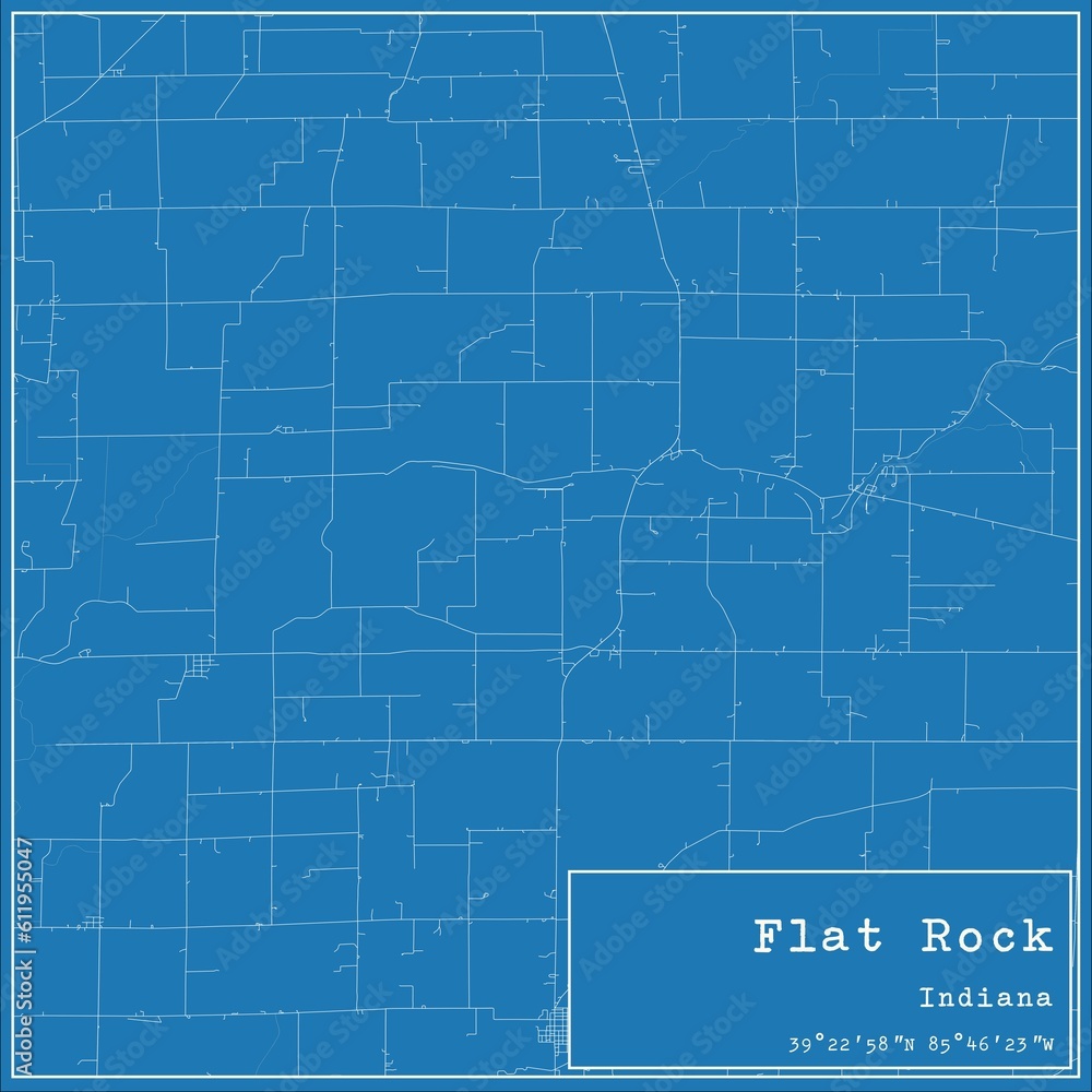 Blueprint US city map of Flat Rock, Indiana.
