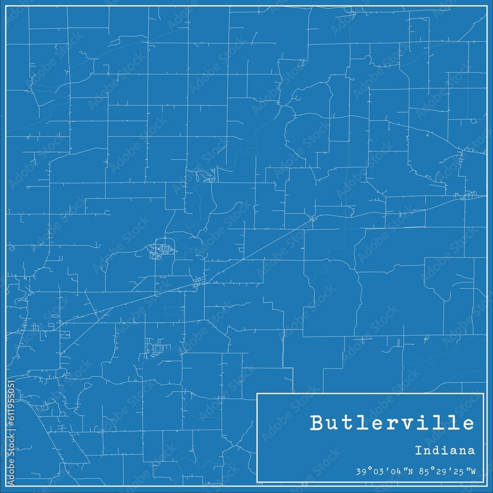 Blueprint US city map of Butlerville, Indiana. Blueprint US city map of Butlerville, Indiana.