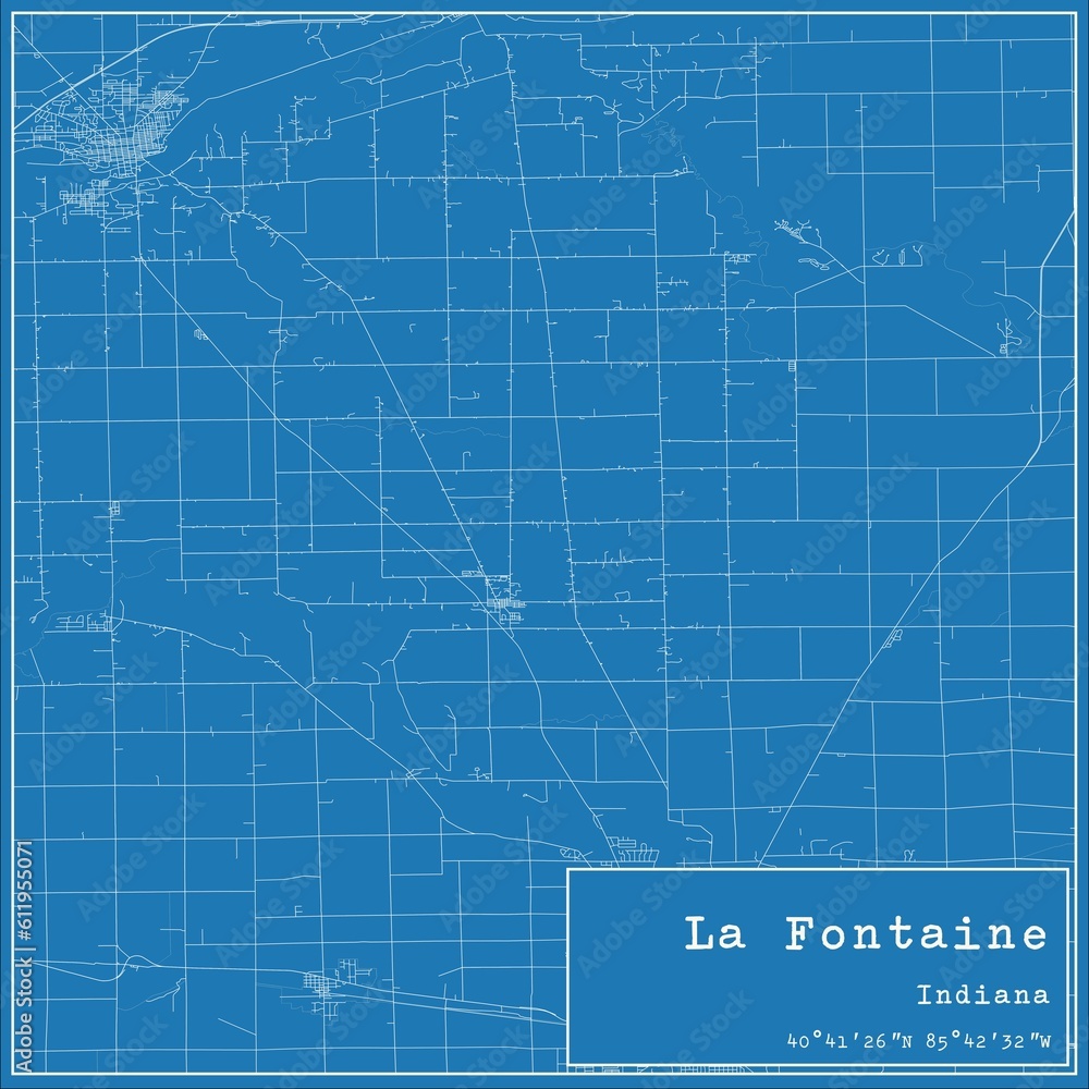 Blueprint US city map of La Fontaine, Indiana. Blueprint US city map of La Fontaine, Indiana.