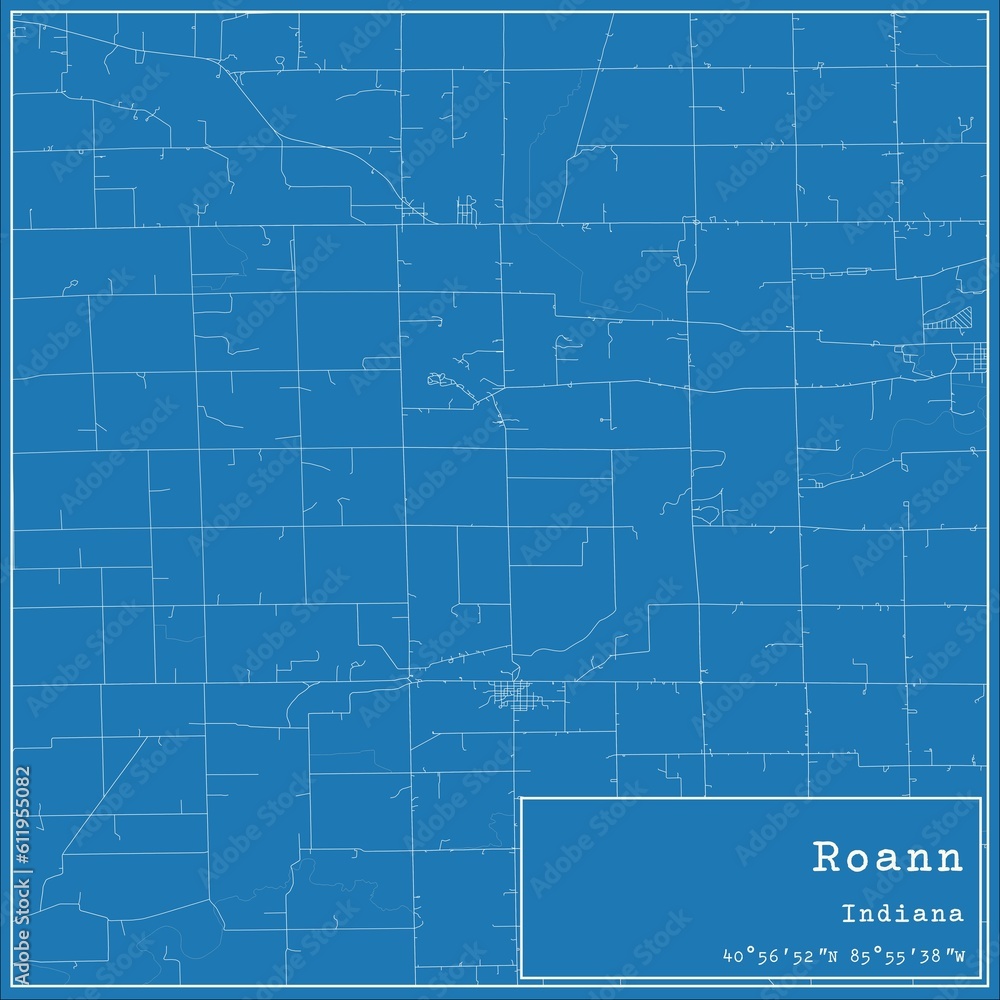 Blueprint US city map of Roann, Indiana. Blueprint US city map of Roann, Indiana.