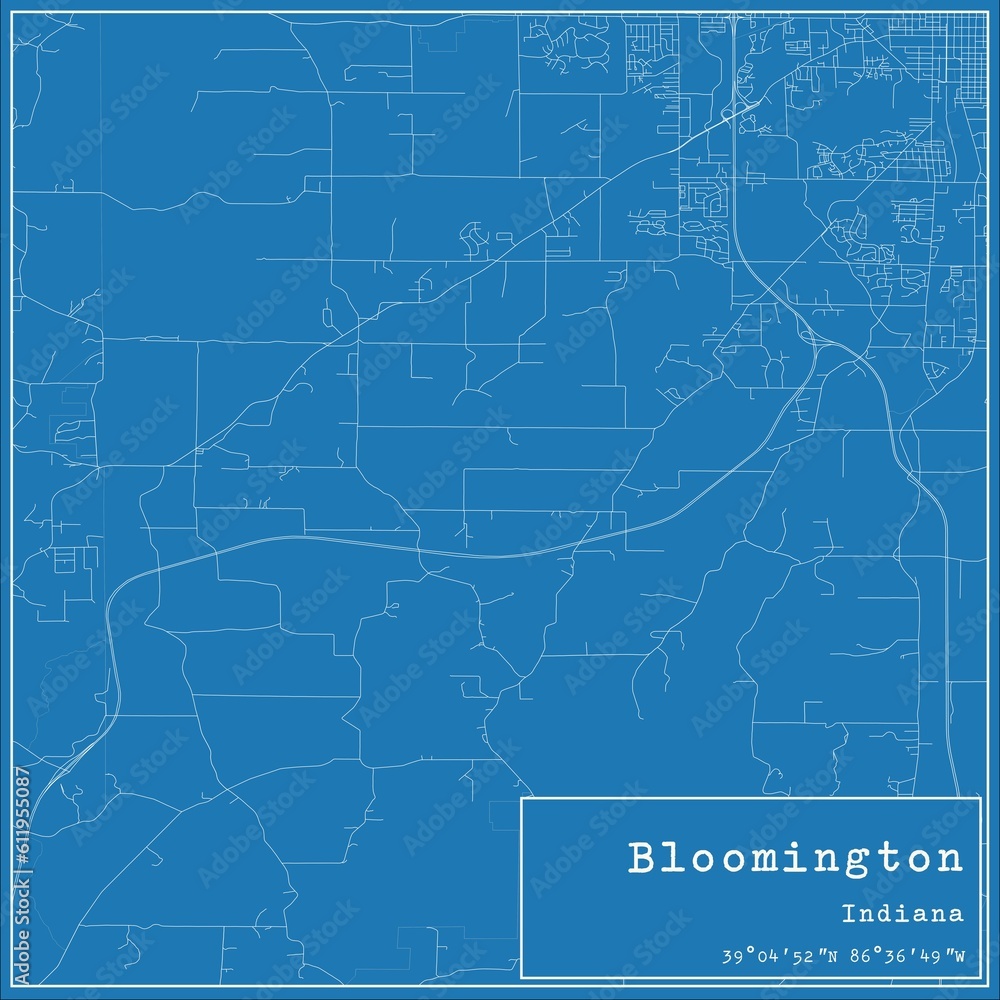 Obraz premium Blueprint US city map of Bloomington, Indiana.