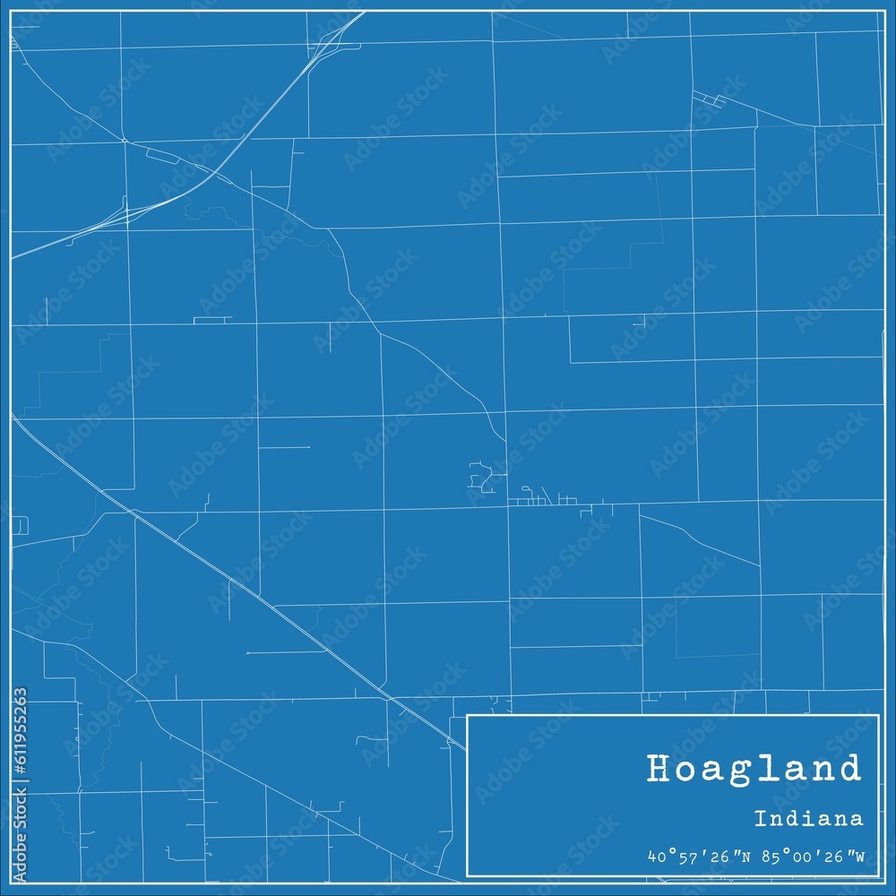 Blueprint US city map of Hoagland, Indiana. Blueprint US city map of Hoagland, Indiana.