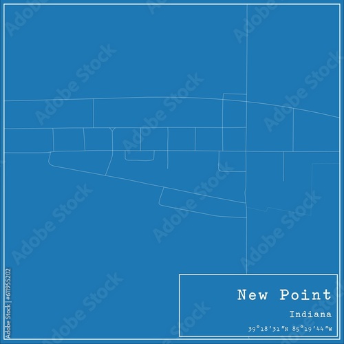 Blueprint US city map of New Point, Indiana. photo