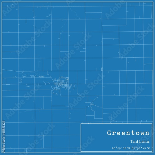 Blueprint US city map of Greentown  Indiana.