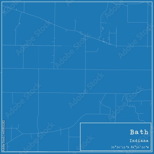Blueprint US city map of Bath, Indiana.