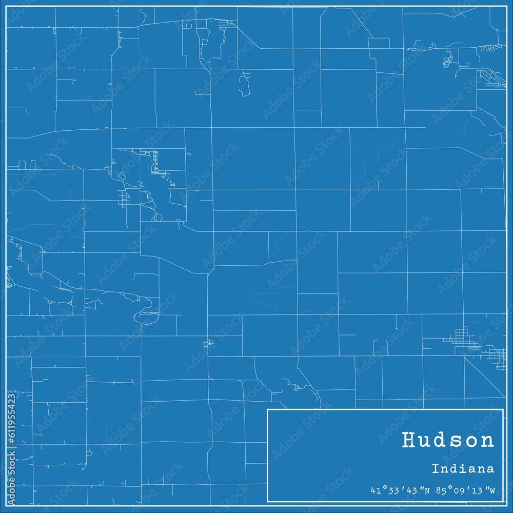 Blueprint US city map of Hudson, Indiana. Blueprint US city map of Hudson, Indiana.