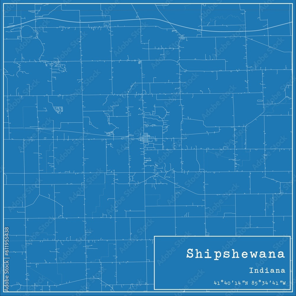 Fototapeta premium Blueprint US city map of Shipshewana, Indiana.