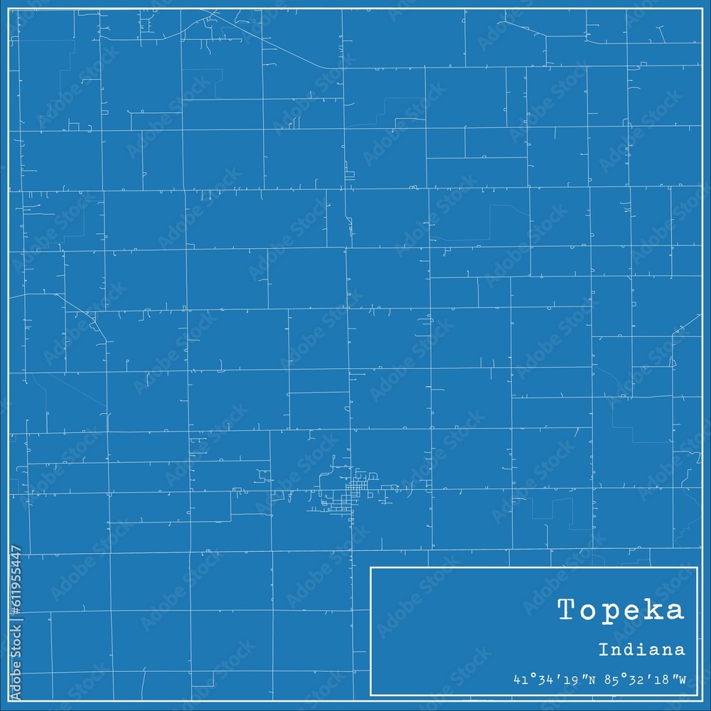 Blueprint US city map of Topeka, Indiana. Blueprint US city map of Topeka, Indiana.