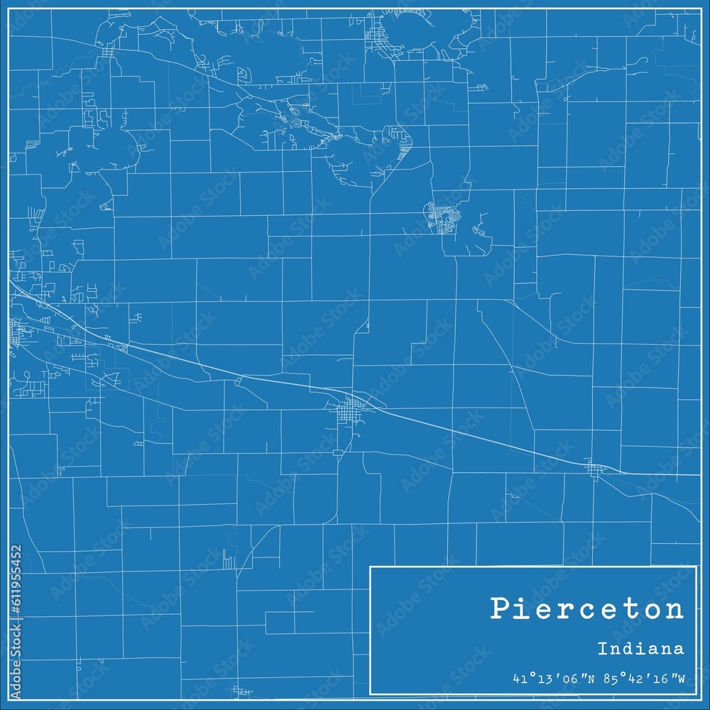 Blueprint US city map of Pierceton, Indiana. Blueprint US city map of Pierceton, Indiana.