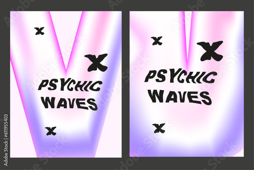 psychic wave retro posters template with 90s element