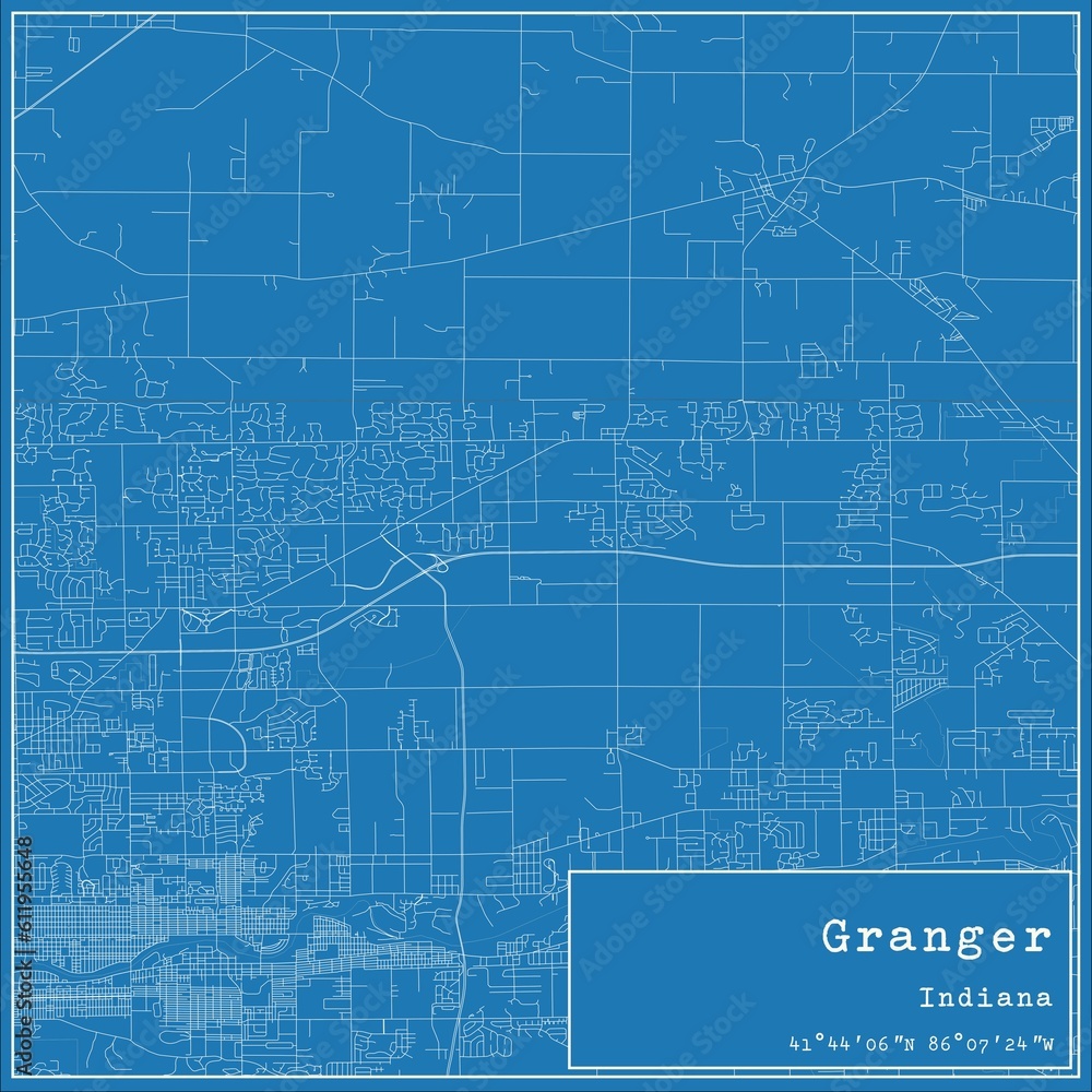 Blueprint US city map of Granger, Indiana. Blueprint US city map of Granger, Indiana.