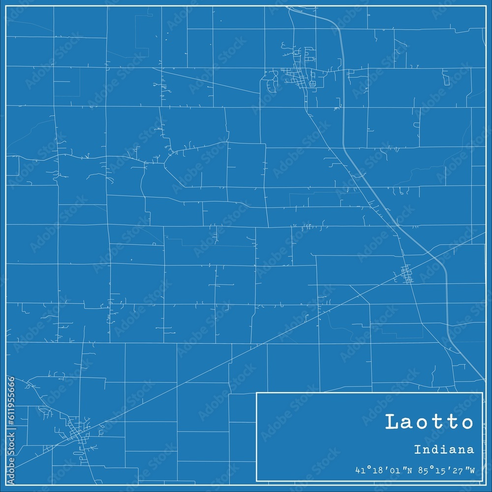 Blueprint US city map of Laotto, Indiana.