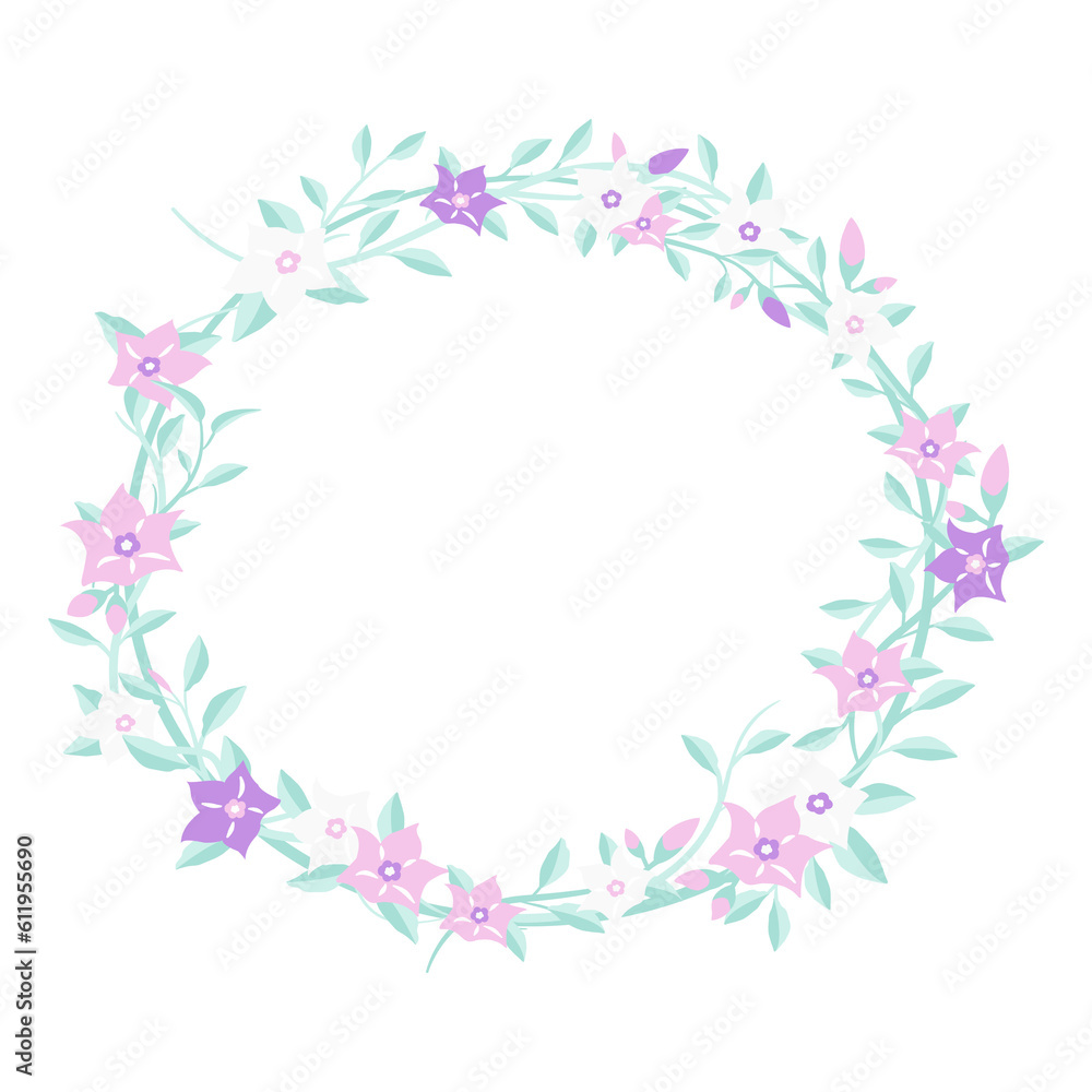 pink pastel floral frame isolated on transparency background