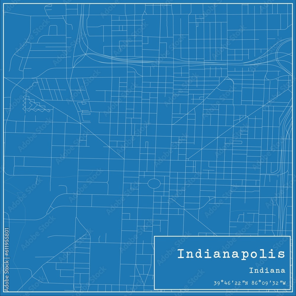 Fototapeta premium Blueprint US city map of Indianapolis, Indiana.