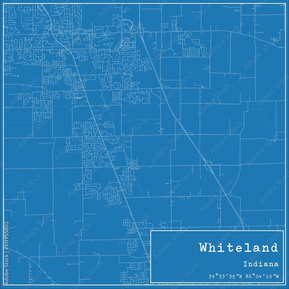 Fototapeta premium Blueprint US city map of Whiteland, Indiana.