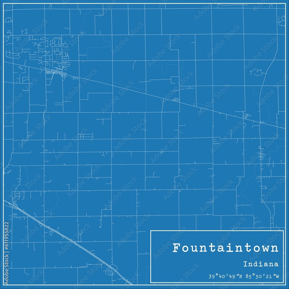 Blueprint US city map of Fountaintown, Indiana. Blueprint US city map of Fountaintown, Indiana.