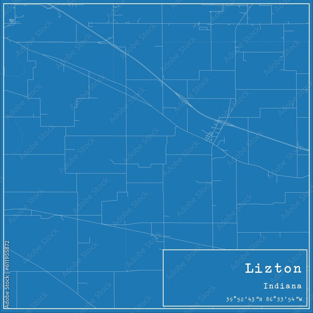 Blueprint US city map of Lizton, Indiana. Blueprint US city map of Lizton, Indiana.
