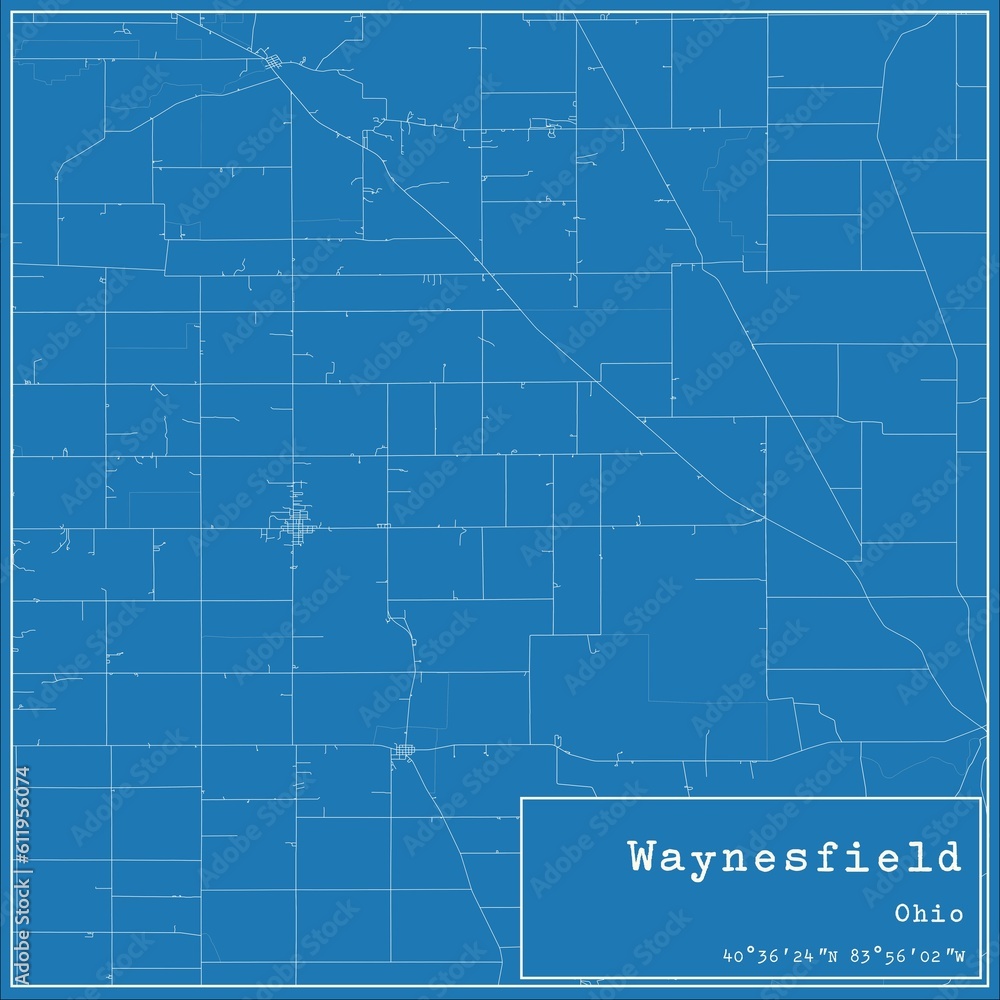 Blueprint US city map of Waynesfield, Ohio. Blueprint US city map of Waynesfield, Ohio.