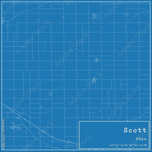 Blueprint US city map of Scott, Ohio.