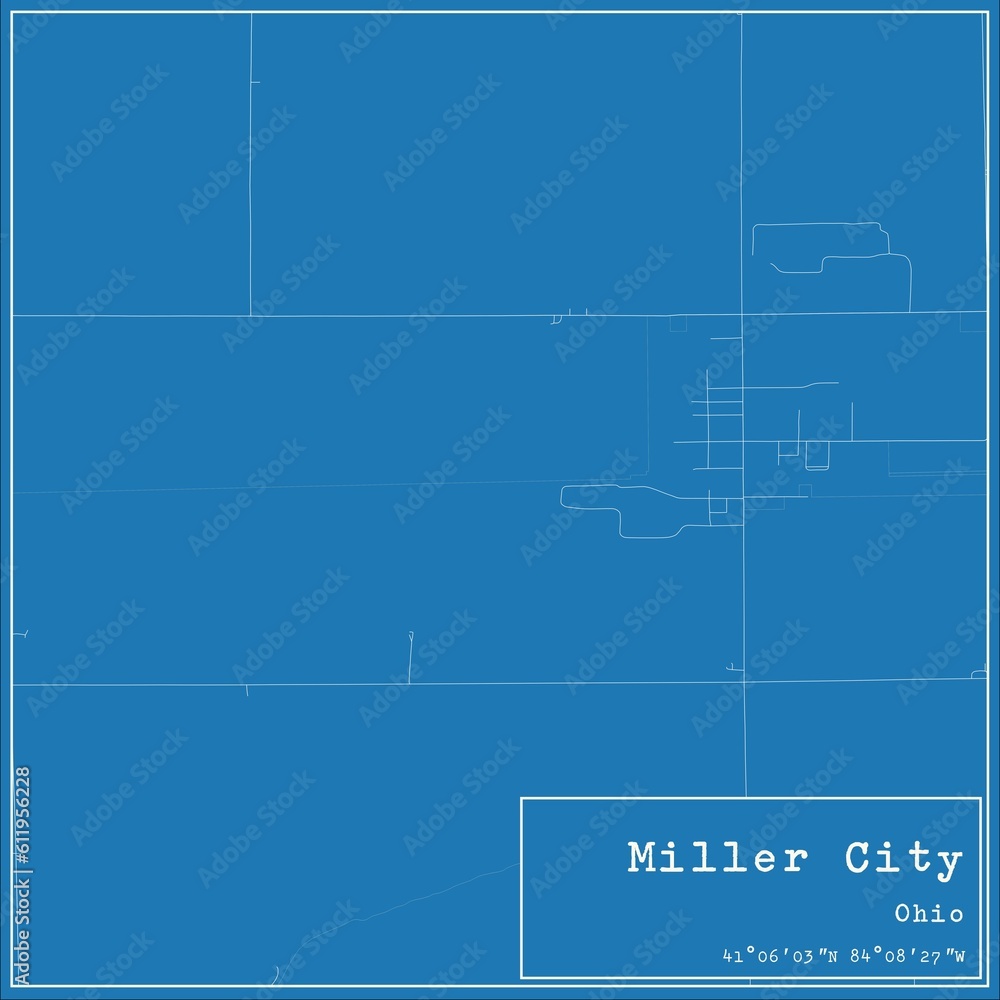 Blueprint US city map of Miller City, Ohio. Blueprint US city map of Miller City, Ohio.