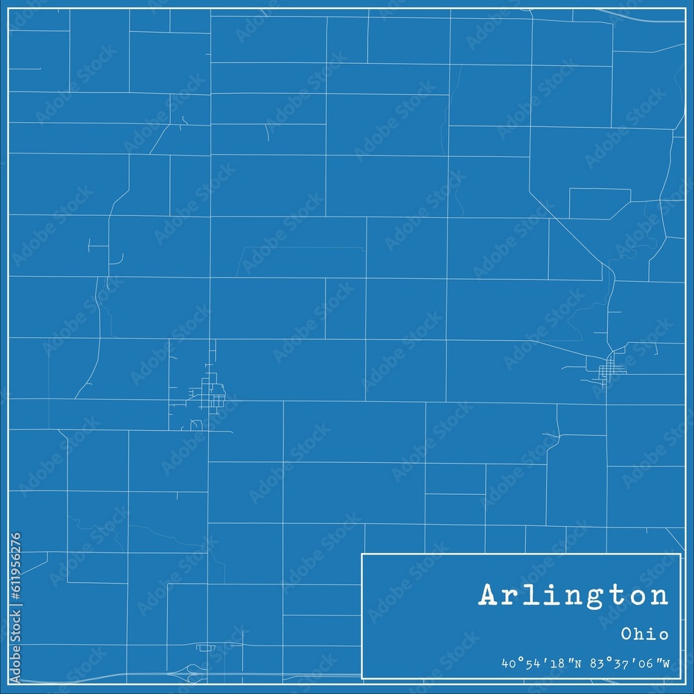 Fototapeta premium Blueprint US city map of Arlington, Ohio.