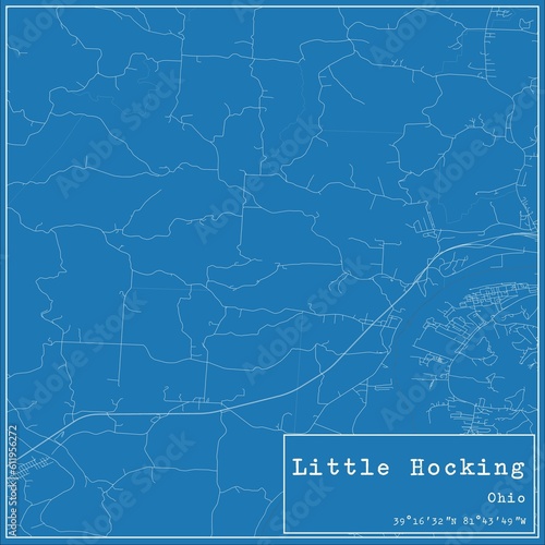 Blueprint US city map of Little Hocking, Ohio.