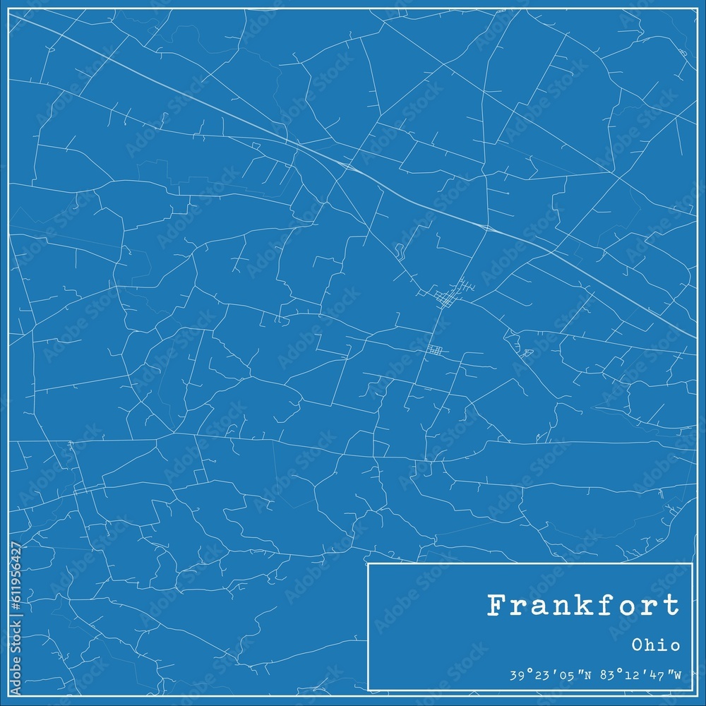 Blueprint US city map of Frankfort, Ohio. Blueprint US city map of Frankfort, Ohio.