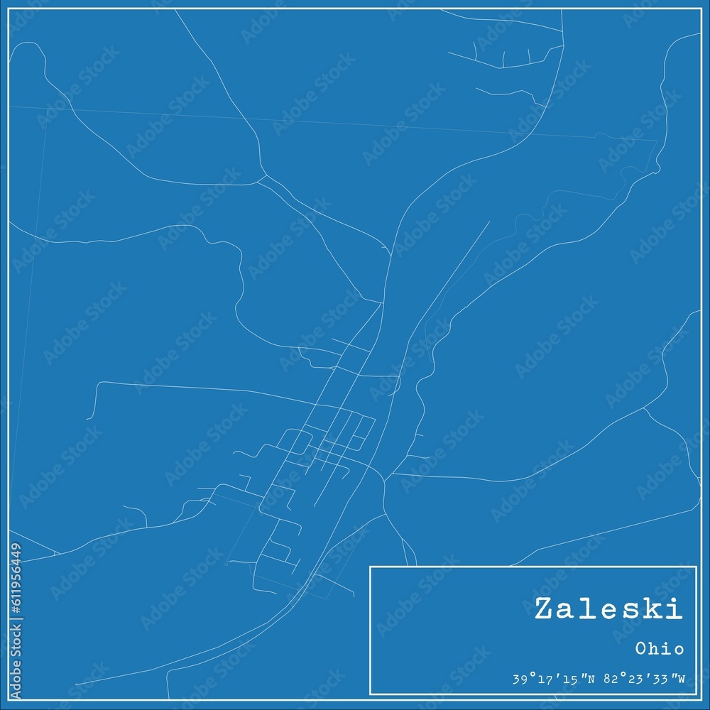 Fototapeta premium Blueprint US city map of Zaleski, Ohio.