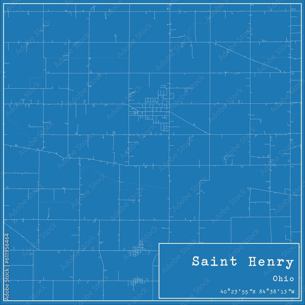 Blueprint US city map of Saint Henry, Ohio. Blueprint US city map of Saint Henry, Ohio.