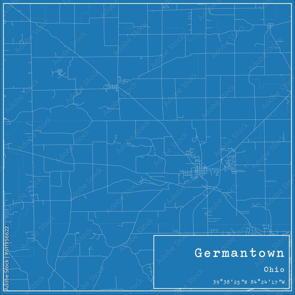 Fototapeta premium Blueprint US city map of Germantown, Ohio.