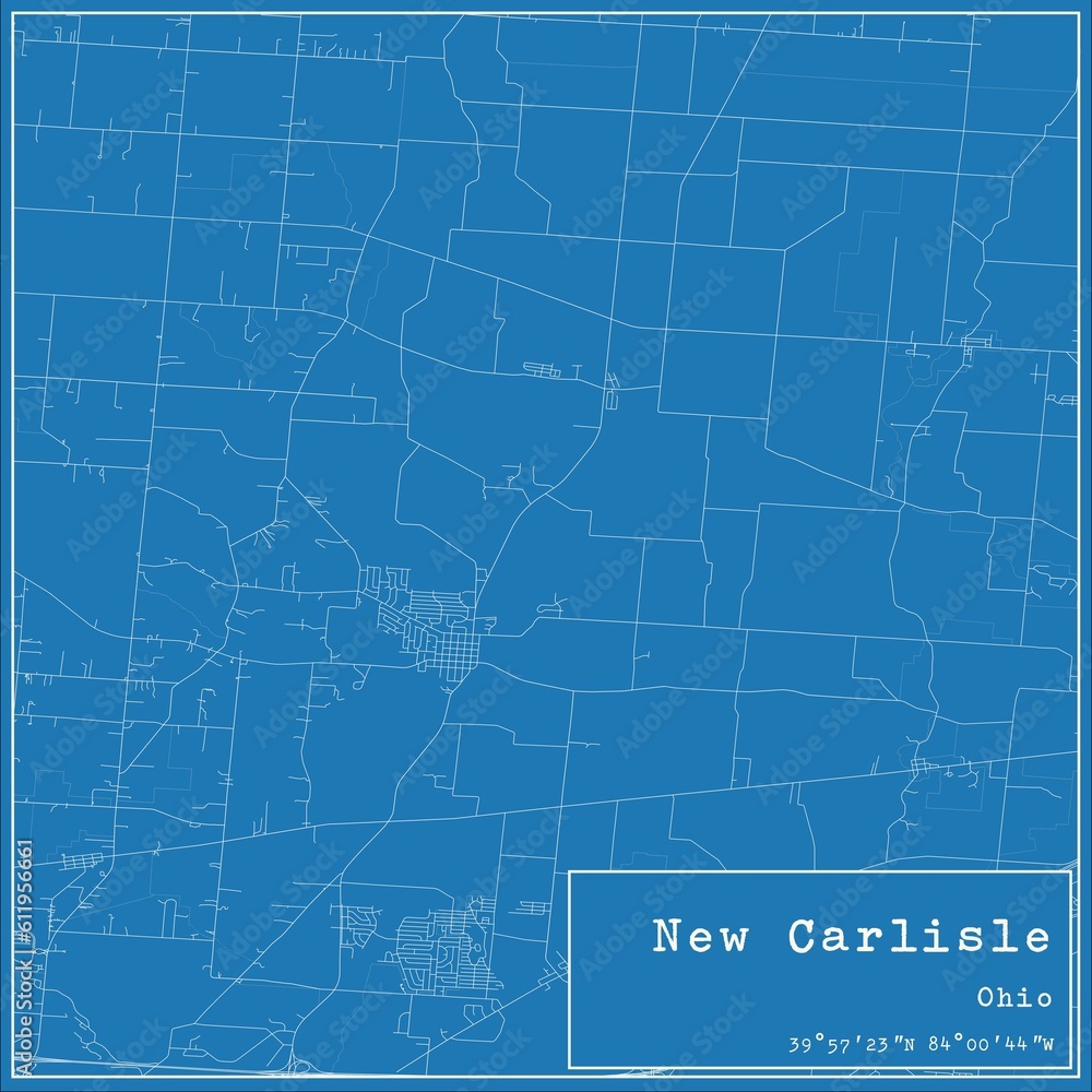 Fototapeta premium Blueprint US city map of New Carlisle, Ohio.