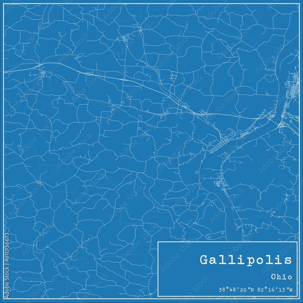 Obraz premium Blueprint US city map of Gallipolis, Ohio.
