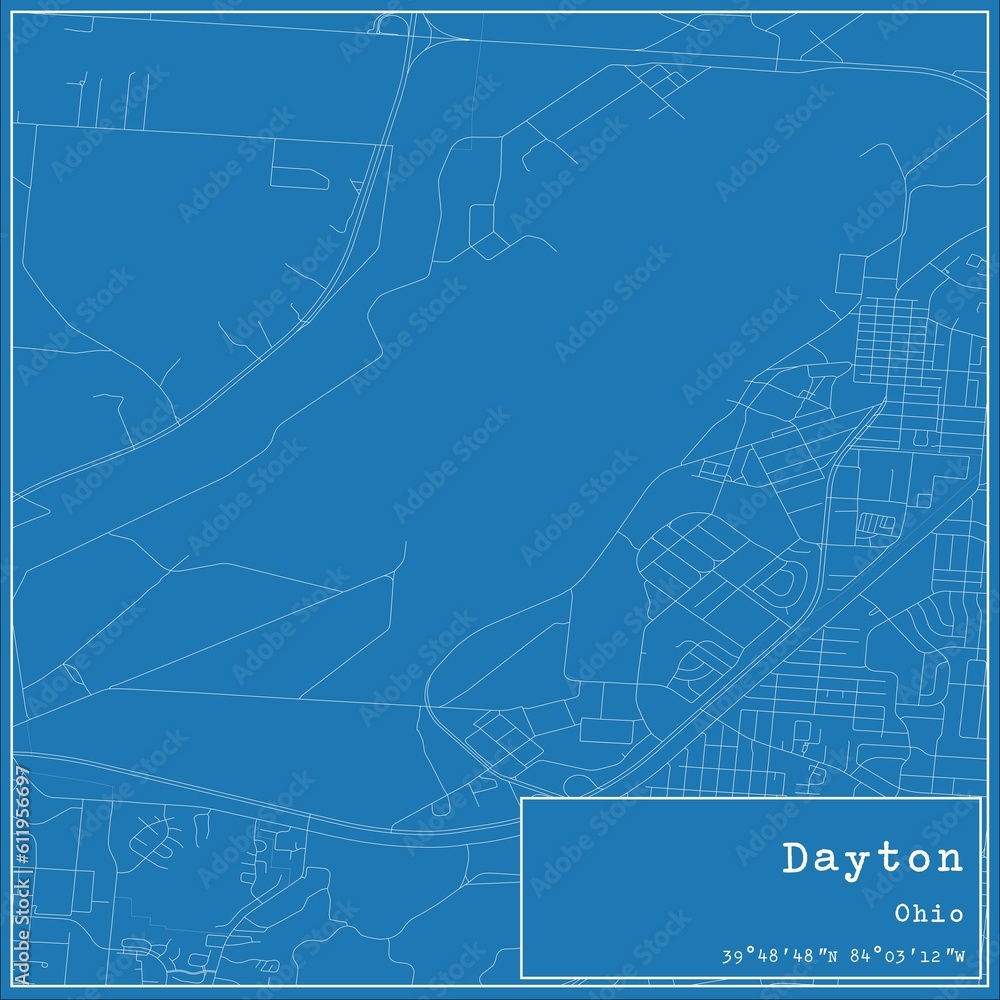 Fototapeta premium Blueprint US city map of Dayton, Ohio.