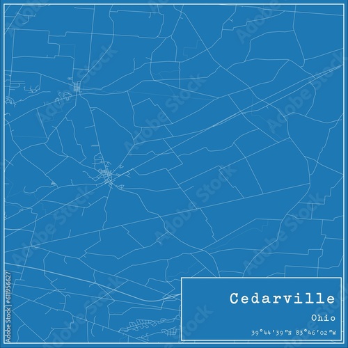 Blueprint US city map of Cedarville, Ohio. photo