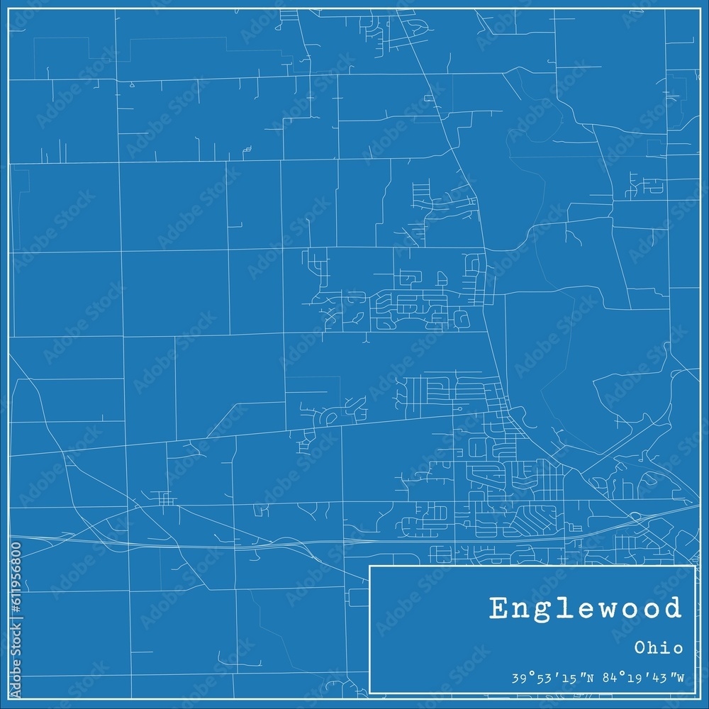 Blueprint US city map of Englewood, Ohio.
