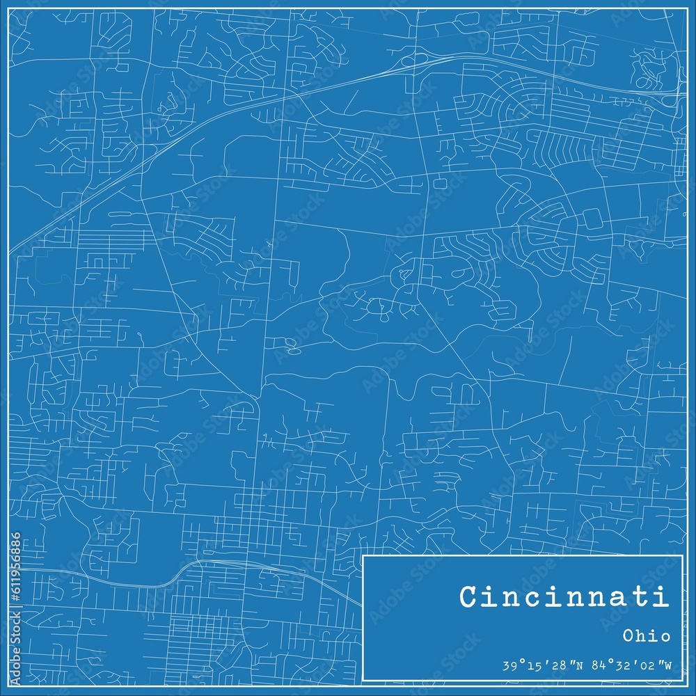 Fototapeta premium Blueprint US city map of Cincinnati, Ohio.