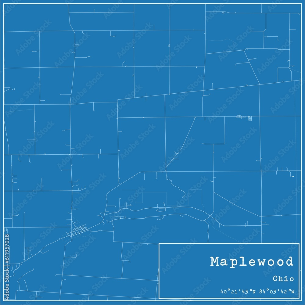 Blueprint US city map of Maplewood, Ohio.