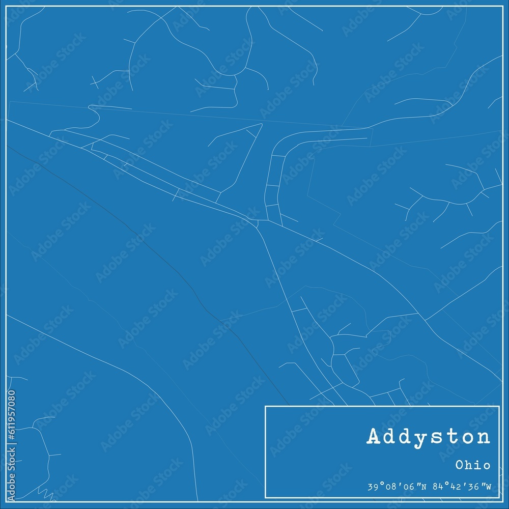 Blueprint US city map of Addyston, Ohio.