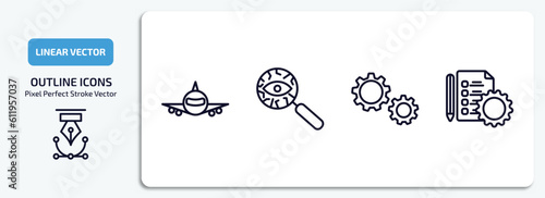 artificial intellegence outline icons set. artificial intellegence thin line icons pack included aeroplane, detection, hine, evaluation vector.