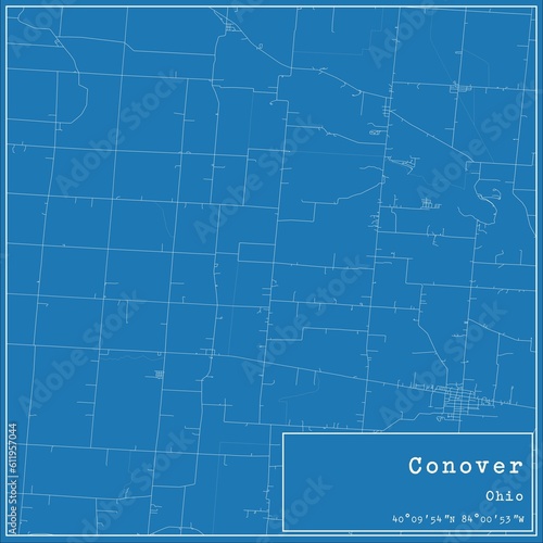 Blueprint US city map of Conover  Ohio.