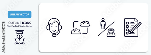 artificial intellegence outline icons set. artificial intellegence thin line icons pack included personal assistant, mind transfer, robots and humans, check list vector.