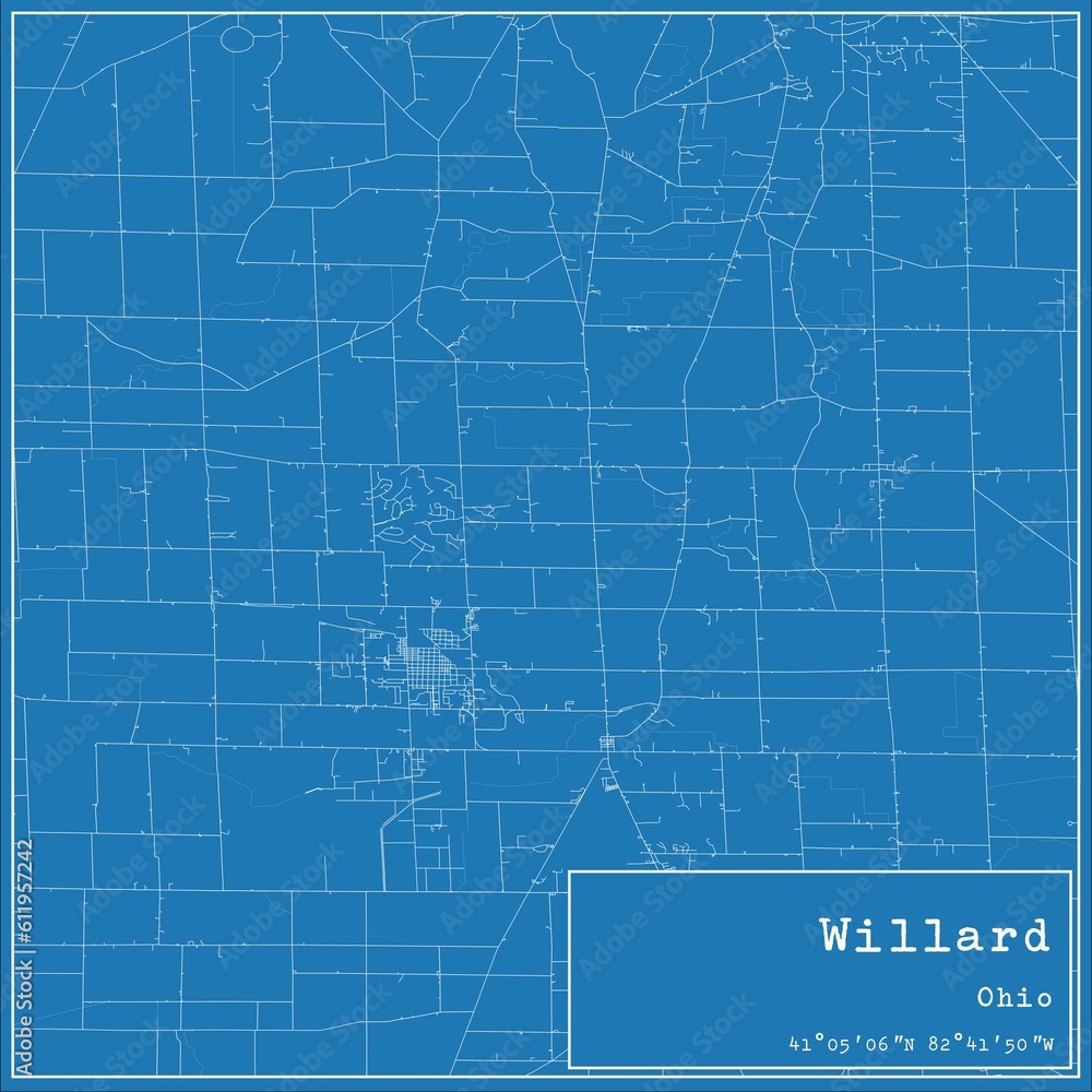 Blueprint US city map of Willard, Ohio. Blueprint US city map of Willard, Ohio.