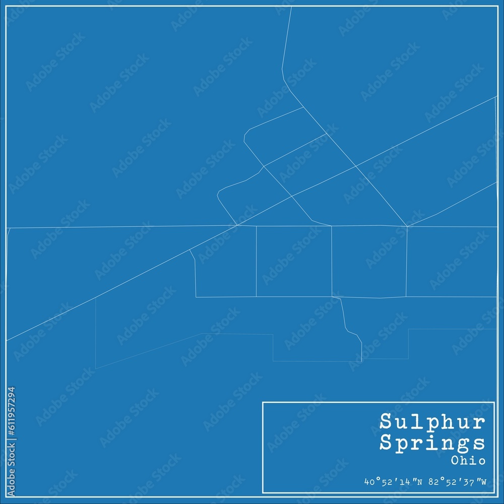 Fototapeta premium Blueprint US city map of Sulphur Springs, Ohio.