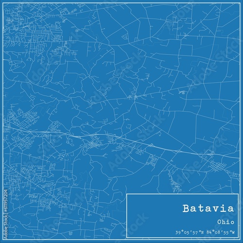 Blueprint US city map of Batavia, Ohio.