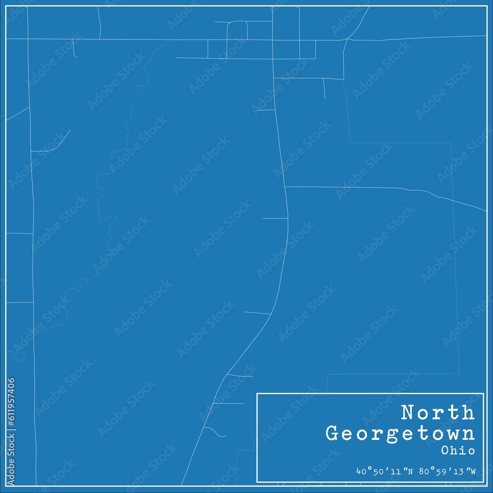 Fototapeta premium Blueprint US city map of North Georgetown, Ohio.