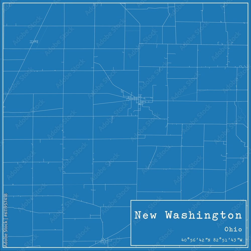 Blueprint US city map of New Washington, Ohio.