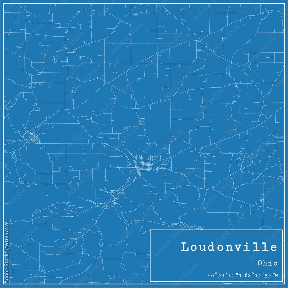 Blueprint US city map of Loudonville, Ohio. Blueprint US city map of Loudonville, Ohio.